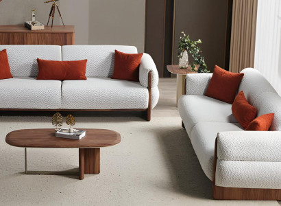 Exklusive Weiße Sitzgarnitur Polstersofas Designer Couchtisch 3tlg