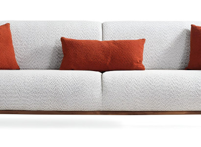 Weiße Wohnzimmer Polstercouch Designer 3-Sitzer Holzgestell Sofa