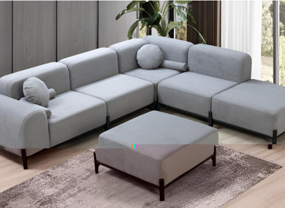 Exklusive Graue L-Form Couch Designer Polstersofa Wohnzimmer 3-er