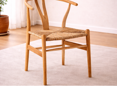 Exklusiver Hellbrauner Esszimmerstuhl Designer Holzstühle Lehnstühle