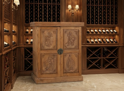 Rustikale Wein Konsole Designer Holzkommode Edler Weinschrank Möbel