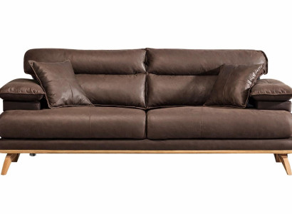 Elegante Wohnzimmer Polstercouch Designer Ledersofa 3-Sitzer Sofa