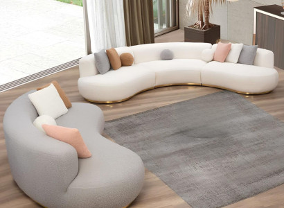 Weiße Polstergarnitur Moderner 4-Sitzer Designer Dreisitzer 2-er Set