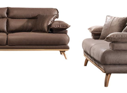 Elegantes Sofa-Set Designer Tauper 3-Sitzer Luxuriöse Ledercouchen