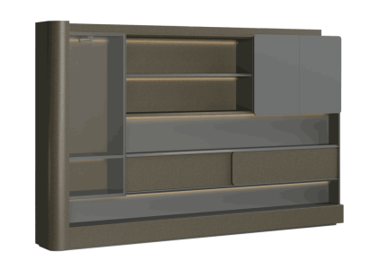 Eleganter Grauer Büroschrank Stilvoller Regalenschrank Holzschrank