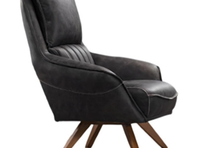 Stilvoller Schwarzer Ledersessel Designer Polstersessel Einsitzer