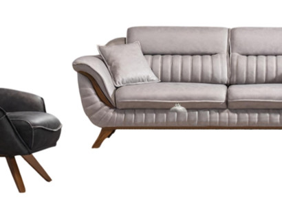 Moderne Schwarz-Weiße Ledergarnitur Luxuriöser 3-Sitzer Sitzsessel