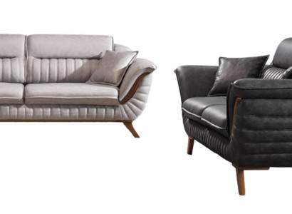 Exklusive Sofagarnitur Schwarze Ledercouch Designer Weißer 3-Sitzer