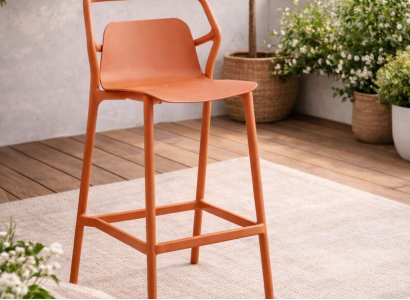 Exklusiver Oranger Barhocker Designer Sitzhocker Loungehocker Möbel