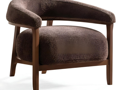 Eleganter Dunkelbrauner Sessel Designer Stoffsessel Polstersessel