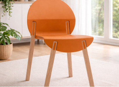 Exklusiver Oranger Sitzstuhl Edle Wohnzimmer Stühle Luxuriöser Stuhl