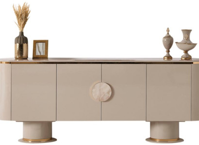 Luxuriöses Sideboard Beige Wohnzimmer Holzmöbel Exklusive Anrichte
