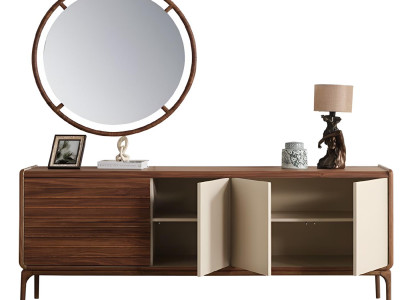 Modernes Braun-Beiges Sideboard Luxuriöse Wohnzimmer Holz Lowboard