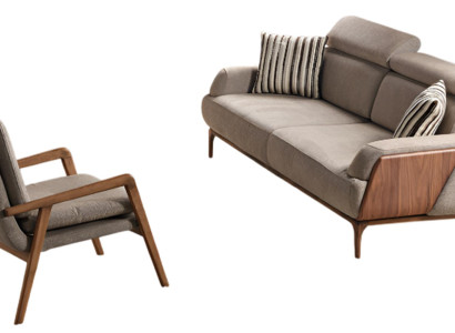 Elegantes Beiges Wohnzimmer Set Stilvolles Stoffsofa Polstersessel