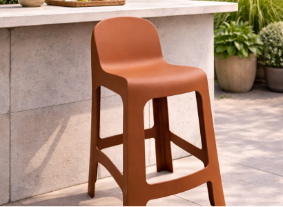 Edler Brauner Barhocker Gartenhocker Exklusiver Lounge Sitzhocker