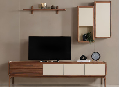 Elegante Wohnzimmer Garnitur TV-Lowboard Designer Wandregale 3tlg