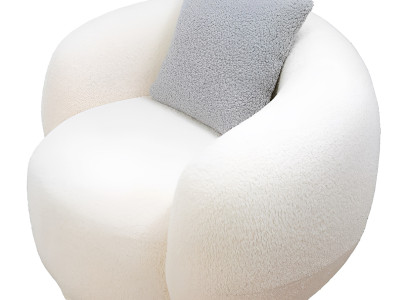 Eleganter Weißer Rundsessel Designer Stoffsessel Edler Einsitzer