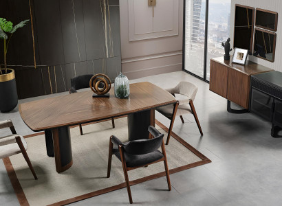 Stilvolles Esszimmer-Set Designer Esstisch 4x Küchenstühle Sideboard