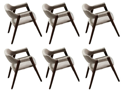Beiger Stuhl-Set Stilvolle Polsterstühle Designer 6x Textilstühle