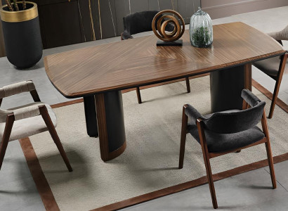 Rechteckiger Brauner Esstisch Eleganter Küchentisch Edle Holztische