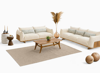 Exklusives Weißes Sofa-Set Moderner 3-Sitzer Polstersofas 2x Couchen