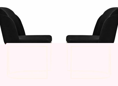 Zwei elegante schwarze Essstühle mit chromfarbener Basis und Design