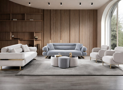 Schicke Sofagarnitur Polstersofas Designer Sessel Textilgarnitur