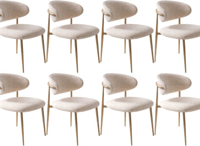 8x Stuhl Stil modern Farbe beige Wohnzimmer gemütlich Stoff Metall neu