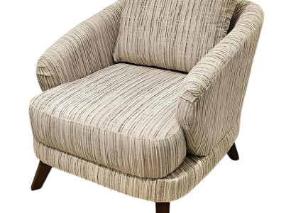 Beiger Sessel mit eleganter Textur und Holzbeinen für Ihr Zuhause.