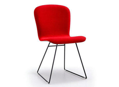 Luxuriöser Roter Esszimmerstuhl Edler Samtbezug Moderne Metallfüße