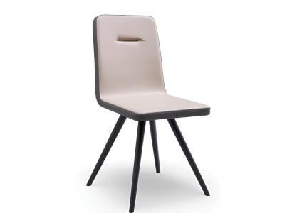 Exklusiver Esszimmerstuhl Designer Beiger Sitzstuhl Edle Holzfüße