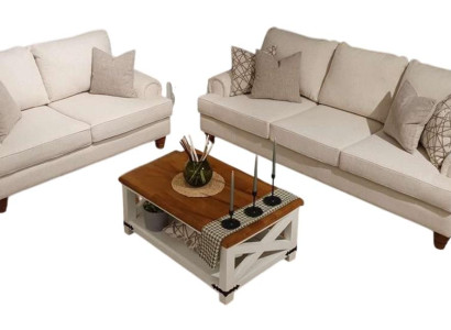 Modernes 2-teiliges Wohnzimmer-Set: 3-Sitzer und 2-Sitzer in Grau