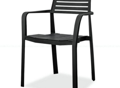 Designer Schwarzer Terrassenstuhl Edler Gartenstuhl Luxus Möbel