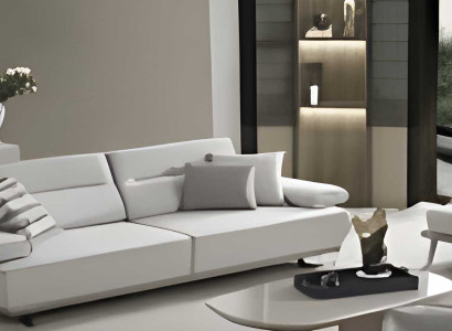 Weiße Ledergarnitur Moderner Polster 3-Sitzer Designer Lehnsessel