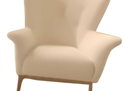 Beiger Textil-Sessel  komfortables Polster-Kres­sel für Wohn- und Lounge­bereich
