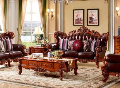 Luxuriöser Wohnzimmer Komplettes Sofagarnitur 3+2+1 Sitzer Kunstleder Set