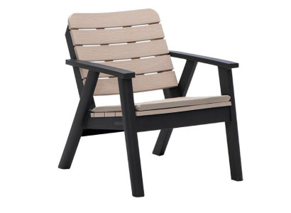 Beiger Gartenstuhl Luxuriöser Holzsessel Terrassen Balkon Sitzmöbel