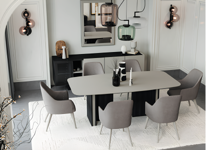 Stilvolles Esszimmer-Set mit Esstisch Stühlen und Konsole mit Spiegel