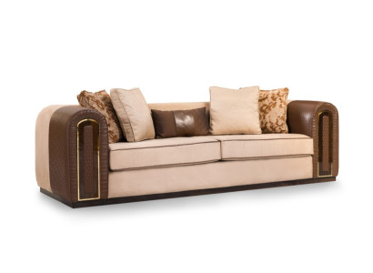 Stilvoller Beiger 3-Sitzer Designer Wohnzimmer Couch Luxus Sofas