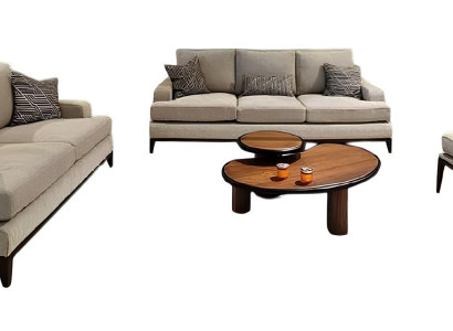 Elegantes Wohnzimmer-Set in Grau 3-Sitzer 2-Sitzer & Sessel