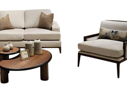 Elegantes Sofa-Set in Grau 2-Sitzer und Sessel