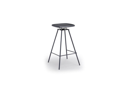 Moderner Barhocker mit schwarzem Sitz und schwarzem Metallgestell
