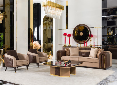 Hellbeige Wohnzimmer Sofagarnitur Stilvoller Dreisitzer Sessel Tisch