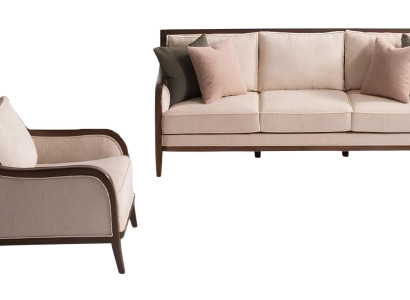 Modernes Wohnzimmer-Set in Beige 3-Sitzer + Sessel