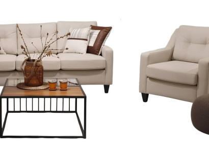 Elegantes Set 3-Sitzer und bequemer Sessel in modernem Design
