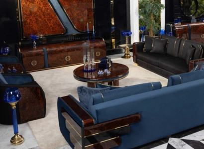 Moderner Brauner Wohnzimmer Couchtisch Designer Goldakzente