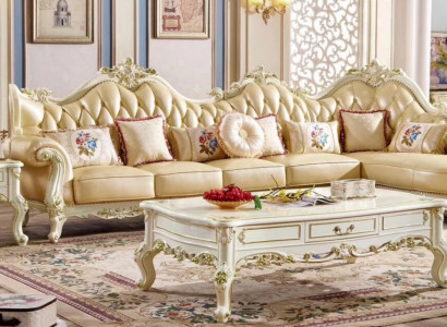 Klassische Beige Chesterfield L-Form Couch Designer Leder Sitzsofa