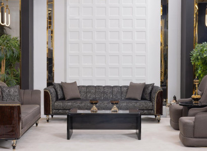 Luxuriöses graues Wohnzimmer-Set weiches Sofa, Kaffeetisch Beistelltisch