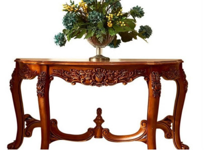 Brauner Massivholz Konsolentisch Edle Tischkonsole Einrichtungstisch