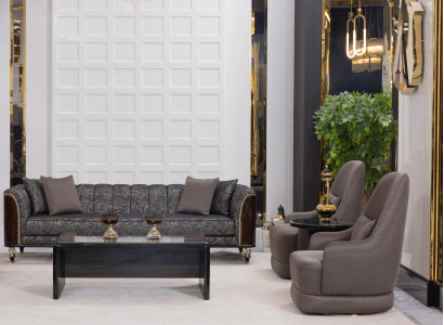 Stilvolles Graues Wohnzimmer Set Designe Couch Polstersessel Tische